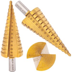 Wiertło stożkowe stopniowe tytanowe HSS 4-32 mm (wiertła) SILVER