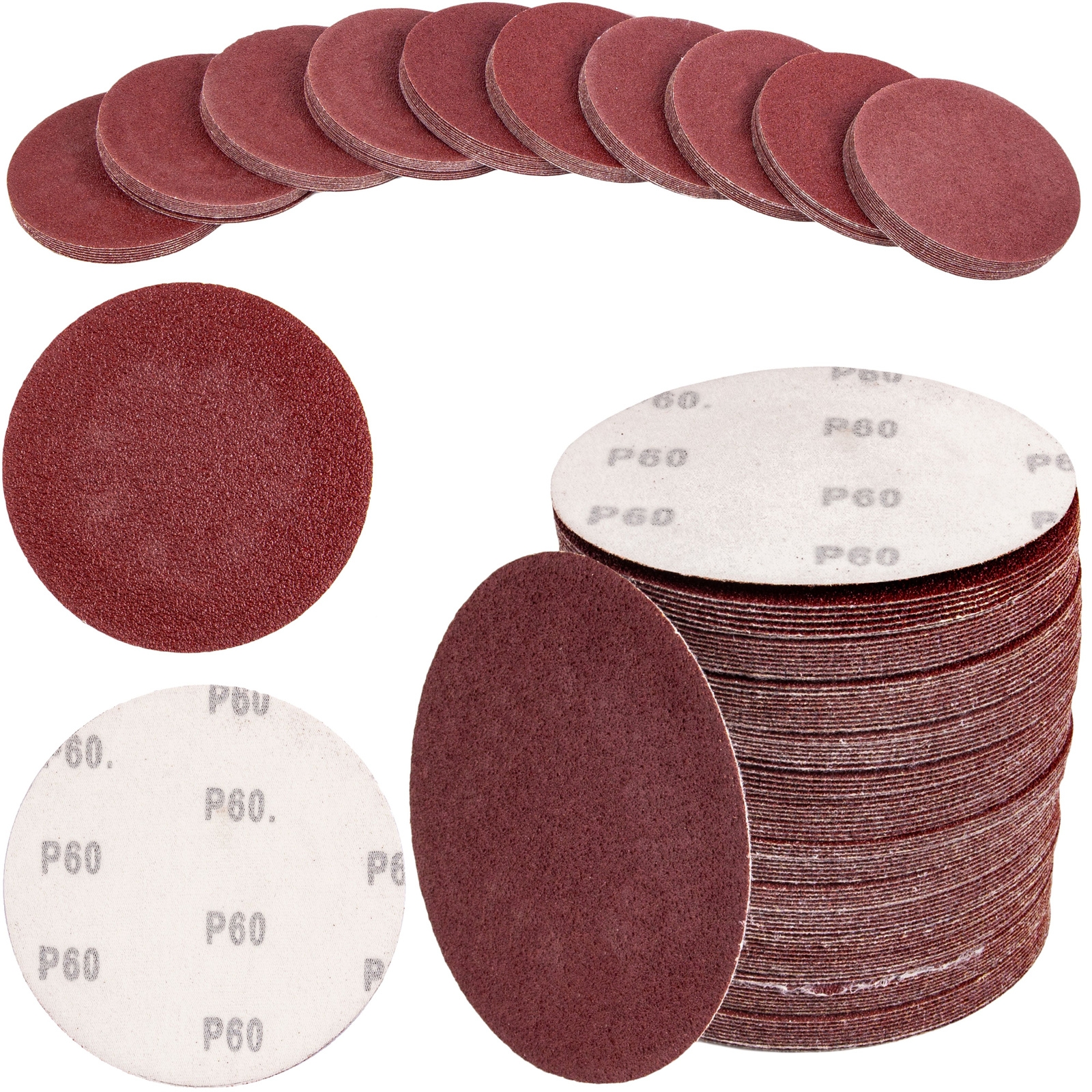 Papier ścierny na rzep krążek dysk 125mm P60 100szt SILVER