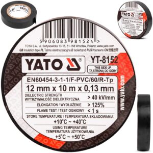 Taśma izolacyjna czarna PCV 12 mm x 10 m x 0,13 mm YA