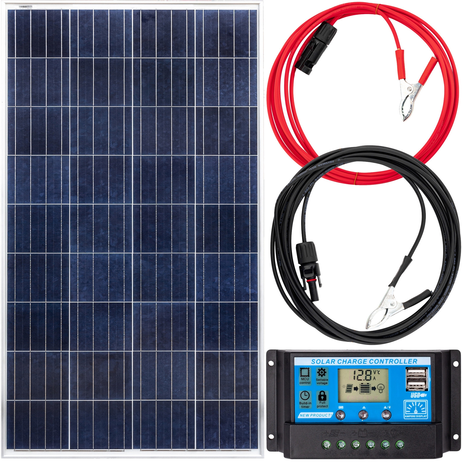 Zestaw Solarny Fotowoltaiczny W V Panel Solarny W Regulator