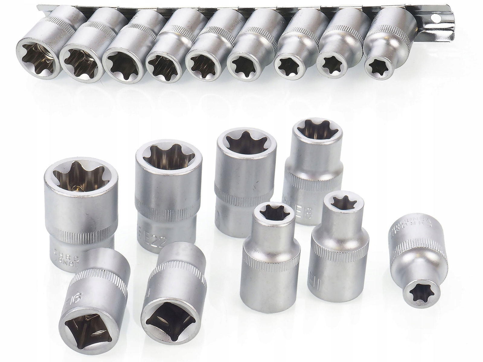 Nasadki torx 10-24mm 1/2" klucze nasadowe 9 el SILVER