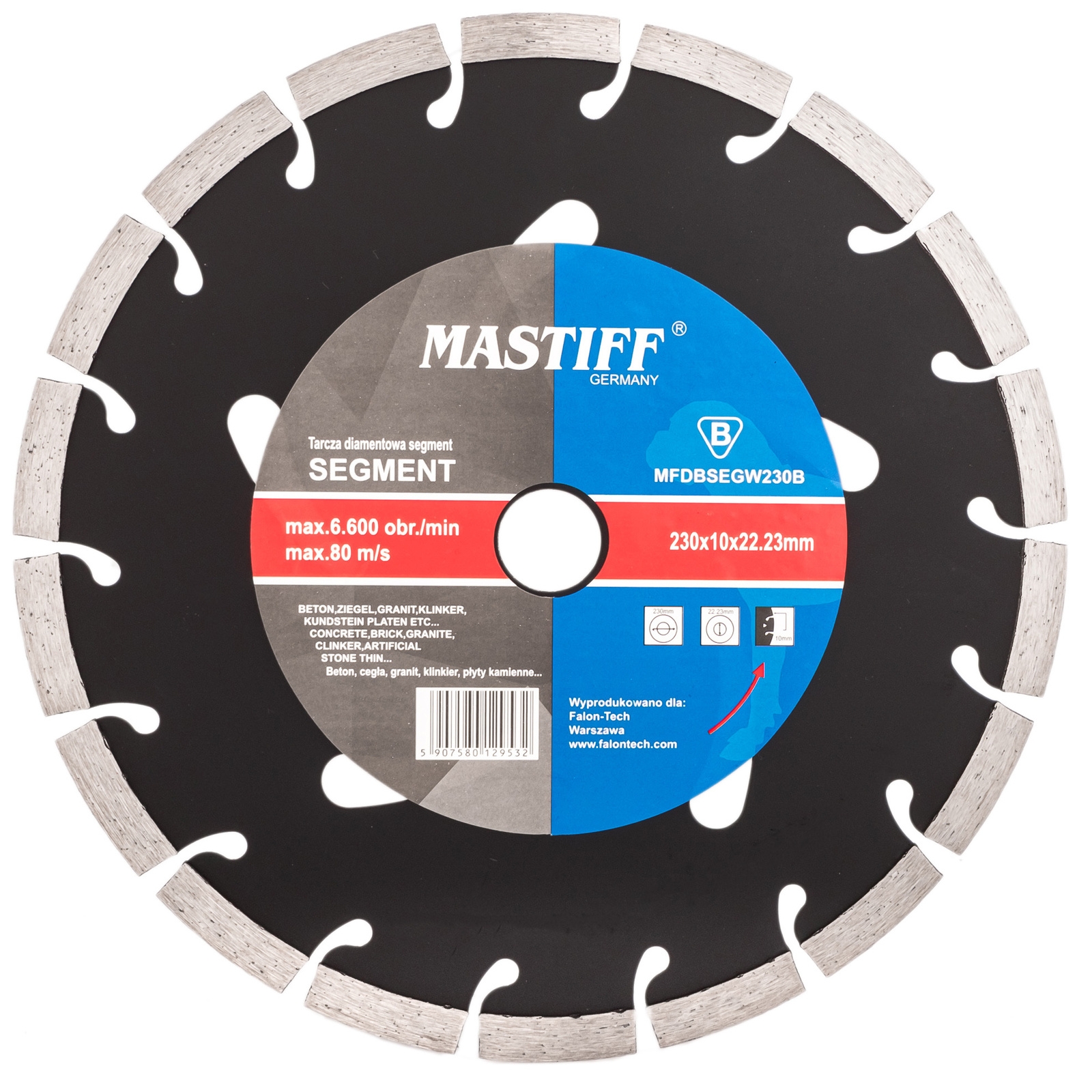 Tarcza diamentowa do betonu 230x10x22.2 mm MASTIFF