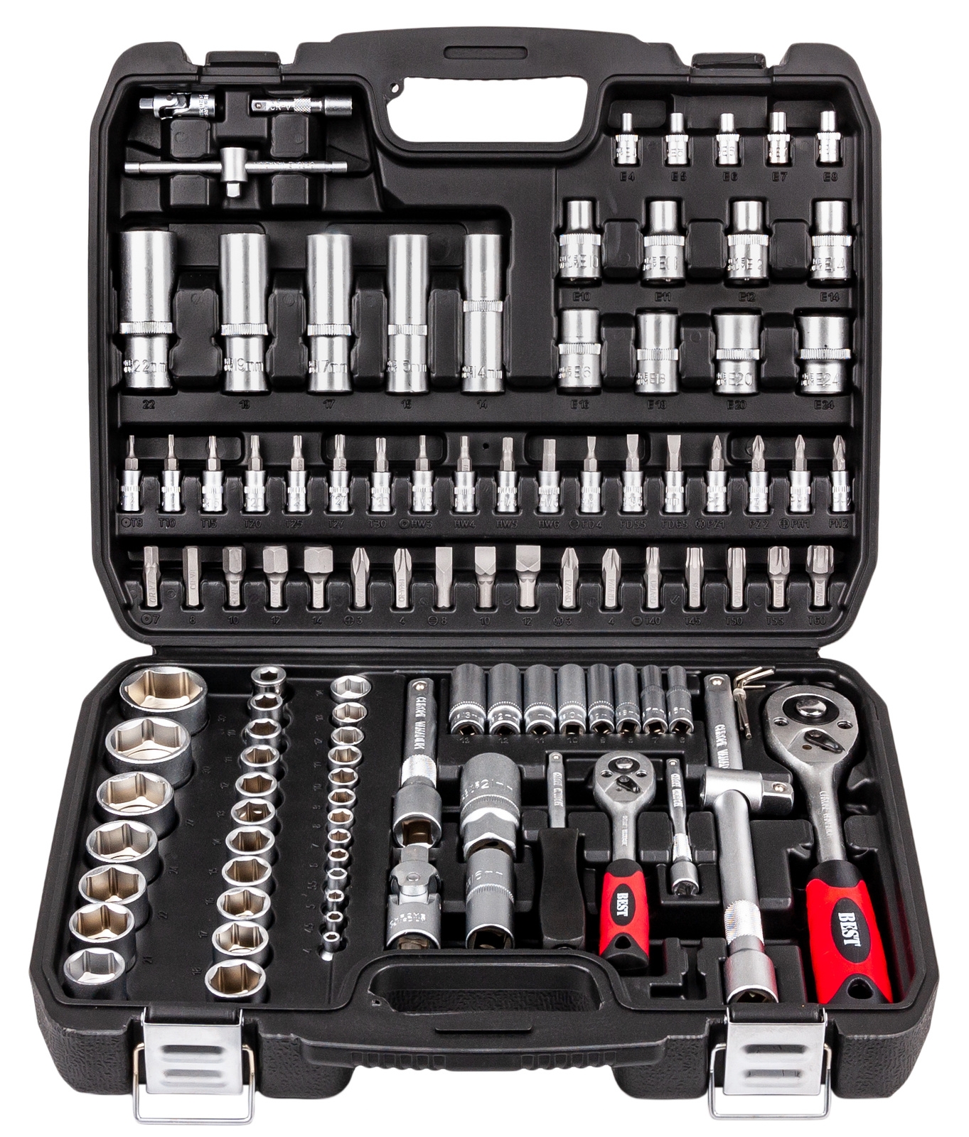 Zestaw narzędziowy kluczy nasadowych bity torx 108 szt BEST