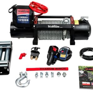 Wyciągarka elektryczna 12v 12000 lbs renegade z liną stalową TITANIUM WINCH